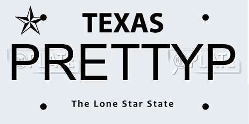 PRETTYP Texas License Plate
