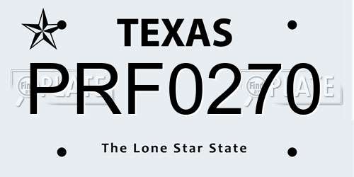 PRF0270 Texas License Plate