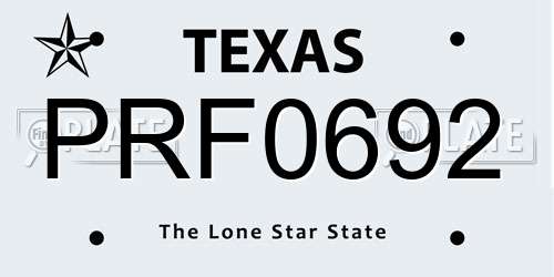 PRF0692 Texas License Plate