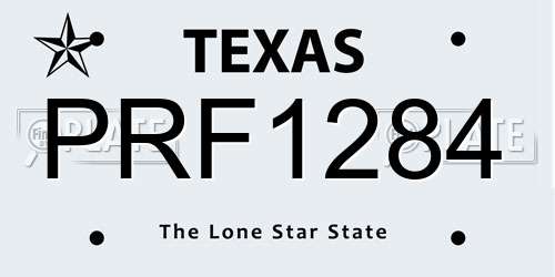 PRF1284 Texas License Plate