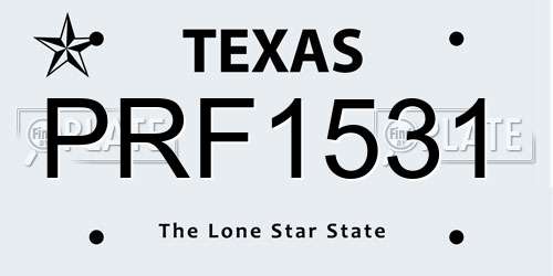 PRF1531 Texas License Plate