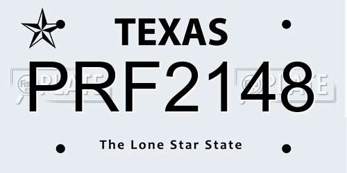 PRF2148 Texas License Plate