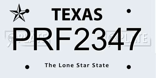 PRF2347 Texas License Plate
