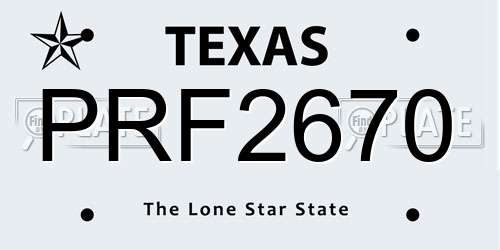 PRF2670 Texas License Plate