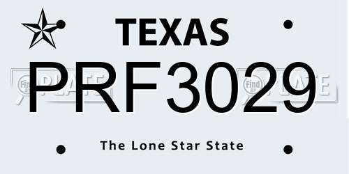 PRF3029 Texas License Plate