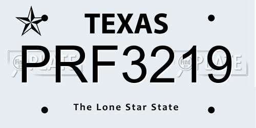 PRF3219 Texas License Plate