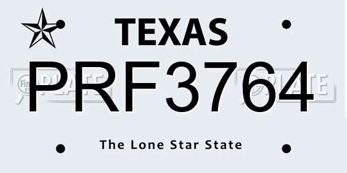 PRF3764 Texas License Plate