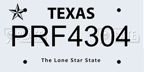 PRF4304 Texas License Plate