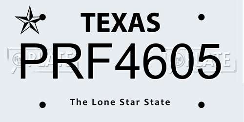 PRF4605 Texas License Plate