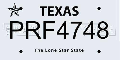 PRF4748 Texas License Plate