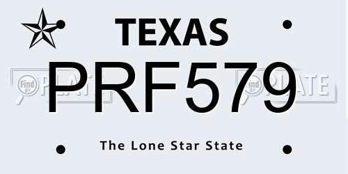 PRF579 Texas License Plate