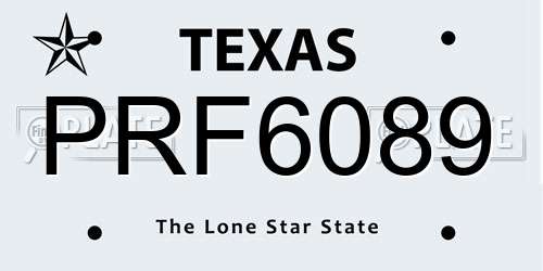PRF6089 Texas License Plate