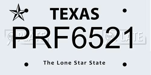 PRF6521 Texas License Plate