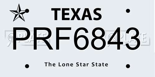 PRF6843 Texas License Plate