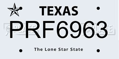 PRF6963 Texas License Plate