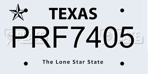 PRF7405 Texas License Plate