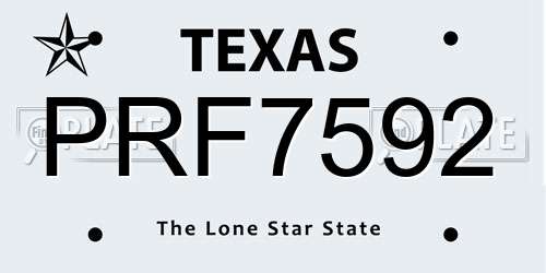 PRF7592 Texas License Plate