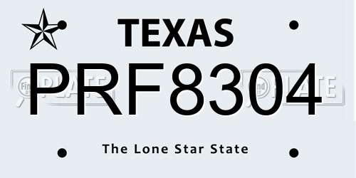 PRF8304 Texas License Plate