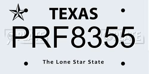 PRF8355 Texas License Plate