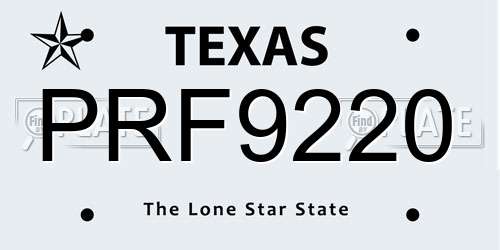 PRF9220 Texas License Plate