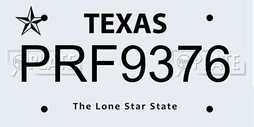 PRF9376 Texas License Plate