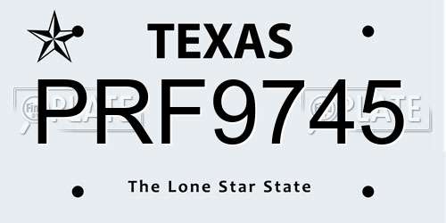 PRF9745 Texas License Plate