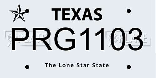 PRG1103 Texas License Plate
