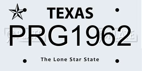 PRG1962 Texas License Plate