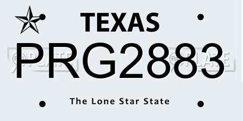 PRG2883 Texas License Plate