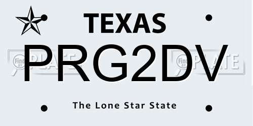 PRG2DV Texas License Plate