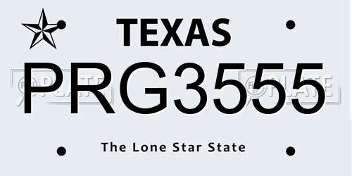 PRG3555 Texas License Plate