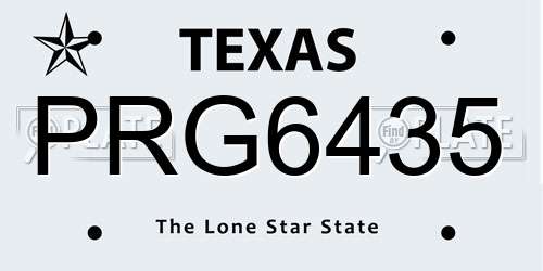 PRG6435 Texas License Plate