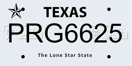 PRG6625 Texas License Plate