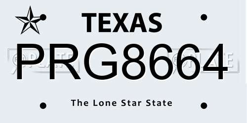 PRG8664 Texas License Plate