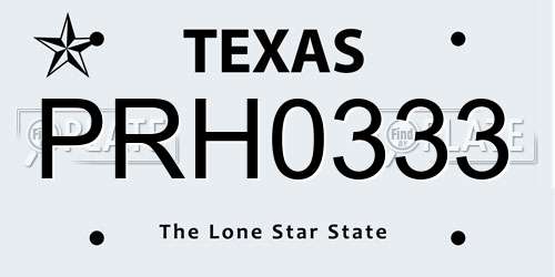 PRH0333 Texas License Plate