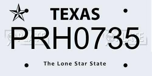 PRH0735 Texas License Plate