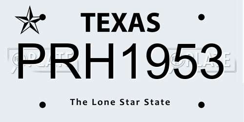 PRH1953 Texas License Plate