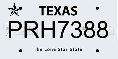 PRH7388 Texas License Plate