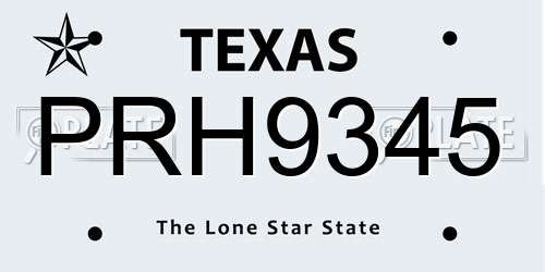 PRH9345 Texas License Plate