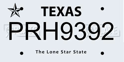 PRH9392 Texas License Plate