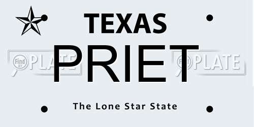 PRIET Texas License Plate