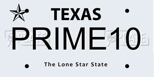 PRIME10 Texas License Plate
