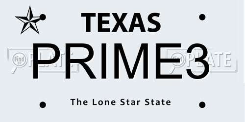 PRIME3 Texas License Plate