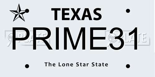 PRIME31 Texas License Plate