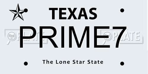 PRIME7 Texas License Plate