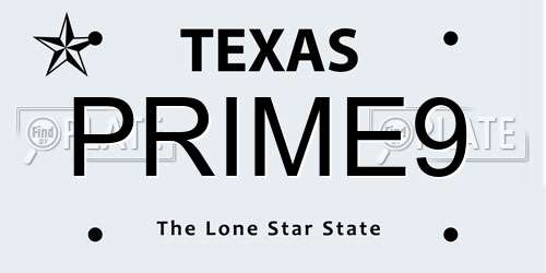 PRIME9 Texas License Plate