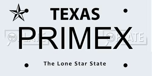 PRIMEX Texas License Plate