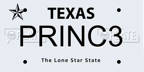 PRINC3 Texas License Plate