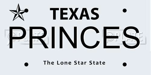 PRINCES Texas License Plate