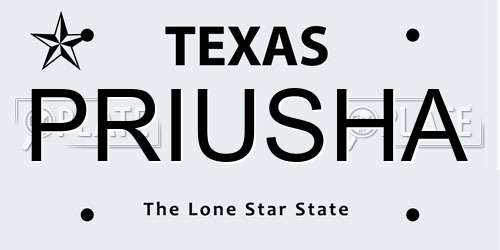PRIUSHA Texas License Plate